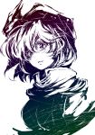  bust face gradient hat high_contrast letty_whiterock monochrome neichiru portrait rough short_hair simple_background solo touhou white_background 