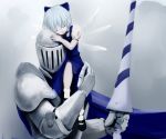  artist_request blue_hair cirno couple knight lance polearm touhou weapon wings 