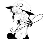  face hat hat_ribbon heart komeiji_koishi monochrome neichiru profile ribbon short_hair touhou wavy_hair 