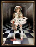 blood blue_eyes cage checkered dress flower frills gloves gothic_lolita lolita_fashion long_hair mary_janes red_lady rose shoes thigh-highs thighhighs 