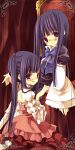  bad_id blue_hair bow choker dress frederica_bernkastel frills furudo_erika hinazawa_kirie long_hair pantyhose purple_eyes tongue twintails umineko_no_naku_koro_ni violet_eyes 