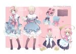  alice_margatroid alternate_costume blonde_hair blue_eyes blue_hallelujah book boots bow capelet character_name character_sheet crossover doll dress grimoire hair_bow hairband heart lan_hallelujah shanghai shanghai_doll touhou turnaround 