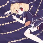  blonde_hair child dress hat highres mizushirazu original red_eyes ribbon short_hair solo 