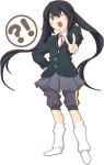  akaho_sakura bad_id beniho_sakura black_hair brown_eyes k-on! long_hair nakano_azusa school_uniform socks solo thigh_shorts twintails v wink 