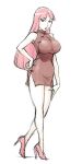  1girl breasts character_request china_dress chinese_clothes crayon_shin-chan dress high_heels large_breasts long_hair looking_at_viewer redhead simple_background solo ueyama_michirou white_background 