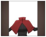  1girl black_shirt cape cupboard english_commentary headless high_collar highres mata_(matasoup) red_cape sekibanki shirt solo touhou white_background 