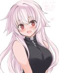  1girl absurdres blush breasts character_request copyright_request eyebrows_visible_through_hair highres large_breasts long_hair looking_at_viewer mashiro_yukiya messy_hair open_mouth red_eyes smile solo upper_body white_hair 