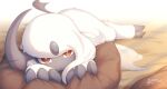  absol absurdres blurry bright_pupils brown_eyes claws commentary_request dated gen_3_pokemon highres looking_at_viewer no_humans pokemon pokemon_(creature) signature solo white_fur white_pupils zinfyu 