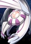  black_sclera blurry claws colored_sclera commentary_request gen_4_pokemon highres legendary_pokemon no_humans outdoors palkia pokemon pokemon_(creature) red_eyes solo space star_(sky) yuro_(mangasukinoyuro) 