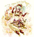  bomb_(final_fantasy) dated final_fantasy final_fantasy_vi full_body green_hair happy_birthday long_hair moogle sakizou simple_background tina_branford wavy_hair white_background 