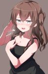  1girl :d black_camisole blush breasts brown_hair camisole highres kurousagi_tetora large_breasts long_hair medium_hair one_side_up open_mouth original silver_hair smile 