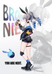  absurdres blue_legwear bronya_zaychik bronya_zaychik_(haxxor_bunny) drill_hair english_text full_body grey_eyes grey_hair highres honkai_(series) honkai_impact_3rd hood hood_down hoodie live_(mfwa7572) looking_at_viewer looking_to_the_side simple_background socks spray_paint twin_drills white_background 