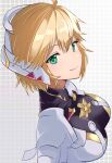  blonde_hair breasts chest_jewel cyborg fiora_(xenoblade) green_eyes highres large_breasts mecha-fiora risumi_(taka-fallcherryblossom) short_hair simple_background solo tagme white_background xenoblade_chronicles xenoblade_chronicles_(series) 