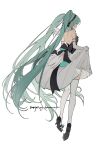  1girl absurdres aqua_eyes aqua_hair back black_headband hatsune_miku headband high_heels highres long_hair non-web_source skirt thigh-highs twintails very_long_hair white_skirt zhibuji_loom 