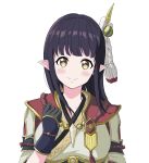  1girl black_hair blush breasts hinoa japanese_clothes kimono long_hair monster_hunter monster_hunter_(series) monster_hunter_rise pointy_ears pugemaru 