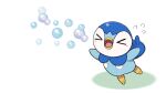  &gt;_&lt; blush bubble commentary_request creature flying_sweatdrops gen_4_pokemon no_humans official_art open_mouth piplup pokemon pokemon_(creature) prj_pochama solo standing starter_pokemon tongue white_background 