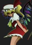  fang flandre_scarlet hat highres noise open_mouth red_eyes solo touhou wings 