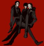  bad_id black_hair cigarette closed_eyes hellsing hellsing:_the_dawn hill_(artist) male multiple_persona necktie ponytail red_eyes smile time_paradox walter young 