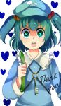 cucumber haihai heart kawashiro_nitori symbol-shaped_pupils symbol_shaped_pupils touhou 