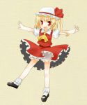  blonde_hair bloomers child cosplay cravat fang flandre_scarlet flandre_scarlet_(cosplay) hat izumi_minami mary_janes outstretched_arms red_eyes rumia shoes skirt smile solo spread_arms touhou 