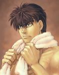  brown_hair character_request hajime_no_ippo highres male muscle sweat towel 