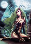  final_fantasy final_fantasy_iv final_fantasy_iv_the_after green_hair highres long_hair minusion moon purple_eyes rydia very_long_hair violet_eyes 