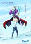  blouse blue_hair boots elf green_panties highres kazeno knee_boots legs long_hair miniskirt panties pixiv_fantasia pixiv_fantasia_4 pleated_skirt pointy_ears purple_eyes side_ponytail skirt standing sword thigh-highs thighhighs twintails underwear violet_eyes weapon white_legwear wind_lift 