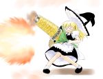  &gt;_&lt; blonde_hair braid corn gunlance hat kirisame_marisa monster_hunter nekohane_ryou touhou witch witch_hat 