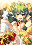  bad_id blue_eyes cake food green_hair melon-chan melonbooks pastry ten_oni_touri thigh-highs thighhighs twintails 