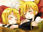  chikkuru detached_sleeves kagamine_len kagamine_rin male short_hair siblings sleeping twins vocaloid 