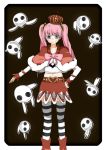  ghost hand_on_hip hand_on_waist heart issen one_piece pantyhose perona pink_hair skirt striped striped_legwear striped_pantyhose twintails 