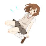  brown_eyes brown_hair kneehighs loose_socks misaka_mikoto mizutamako open_mouth school_uniform short_hair skirt socks sweater_vest to_aru_kagaku_no_railgun to_aru_majutsu_no_index 