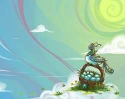  altaria cloud clouds egg flower grass nest nintendo no_humans pokemon pokemon_(creature) serain sky solo sun wallpaper 