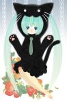  bad_id barefoot blue_eyes cat_ears cat_tail chibi hatsune_miku long_hair necktie puzzle157xxx smile tail twintails very_long_hair vocaloid 