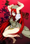  bad_anatomy blue_eyes braid china_dress chinese_clothes error hat highres hong_meiling large_breasts long_hair red_hair redhead single_shoe solo touhou traces twin_braids 