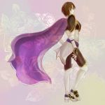  armor belt boots brown_hair cape fire_emblem fire_emblem_path_of_radiance fire_emblem_radiant_dawn from_behind gloves knee_boots leggings nintendo short_hair solo tanith 