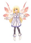  akamomo blonde_hair blue_eyes boots choker colette_brunel jewelry long_hair pantyhose simple_background solo tales_of_(series) tales_of_symphonia white_background wings 