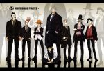  beads beard belt edward_newgate facial_hair flower_sword_vista formal ghost_in_the_shell_lineup hat high_heels izou_(one_piece) jozu lineup male marco monkey_d_luffy mustache necktie one_piece pon_(puppupon) portgas_d_ace shoes smile straw_hat suit thatch 