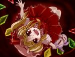  artist_request bow doburoku doll dress fang flandre_scarlet hat open_mouth red_eyes short_hair side_ponytail solo touhou vampire wings 