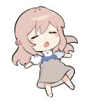  1girl :o bangs barefoot blush braid brown_skirt chibi closed_eyes crown_braid eyebrows_visible_through_hair korean_commentary long_hair mixed-language_commentary nijisanji nijisanji_kr shirt_tucked_in skirt sleeping so_nagi so_nagi_(artist) solo transparent_background virtual_youtuber 