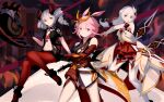  .l.l 3girls animal_ears bare_shoulders black_jacket blue_eyes bronya_zaychik bronya_zaychik_(dimension_breaker) drill_hair floating fox_ears full_body grey_eyes grey_hair hair_between_eyes hair_ornament highres holding holding_sword holding_weapon honkai_(series) honkai_impact_3rd jacket katana leggings legs multiple_girls navel pink_hair ponytail pose red_legwear sheath sheathed sword theresa_apocalypse theresa_apocalypse_(celestial_hymn) twin_drills violet_eyes weapon white_hair white_legwear yae_sakura yae_sakura_(flame_sakitama) 