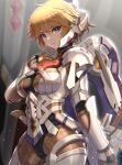  1girl absurdres android blonde_hair breasts chest_jewel cyborg fiora_(xenoblade) gonzarez green_eyes highres joints large_breasts mecha-fiora robot_joints short_hair solo xenoblade_chronicles xenoblade_chronicles_(series) 
