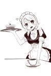  1girl boa_(brianoa) character_request highres looking_at_viewer maid monochrome open_mouth short_hair smile solo 