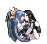  blue_hair couples dizzy_(guilty_gear) guilty_gear hand_holding imminent_kiss looking_at_another red_eyes testament_(guilty_gear) 