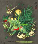  animal_focus claws fiona_hsieh fire flower gen_3_pokemon katana leaf lizard looking_to_the_side open_mouth pokemon pokemon_(game) pokemon_rse sceptile seal_impression signature sun sword weapon yellow_eyes 