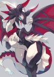  blue_eyes claws dragon dragon_horns dragon_tail dragon_wings dragonmaid_sheou duel_monster horns monster no_humans open_mouth sasa_onigiri simple_background tail wings yu-gi-oh! 