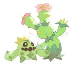  cacnea cactus_girl claws closed_eyes commentary_request flower gen_3_pokemon gen_5_pokemon looking_at_another maractus newo_(shinra-p) no_humans notice_lines pink_flower pokemon pokemon_(creature) simple_background smile standing wavy_mouth white_background |d 