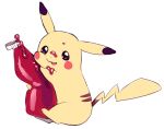  amezawa_koma gen_1_pokemon ketchup looking_at_viewer no_humans pikachu pokemon pokemon_(creature) simple_background smile solo white_background 