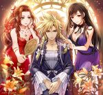  aerith_gainsborough amazio_komeko cloud_strife crossdressinging dress final_fantasy final_fantasy_vii final_fantasy_vii_remake flower mirror tifa_lockhart 