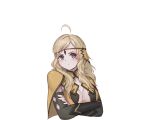  1girl absurdres ahoge angry bangs blonde_hair breasts bridal_gauntlets ciiby circlet closed_mouth crossed_arms fire_emblem fire_emblem_fates grey_eyes highres long_hair looking_at_viewer medium_breasts ophelia_(fire_emblem) turtleneck upper_body 